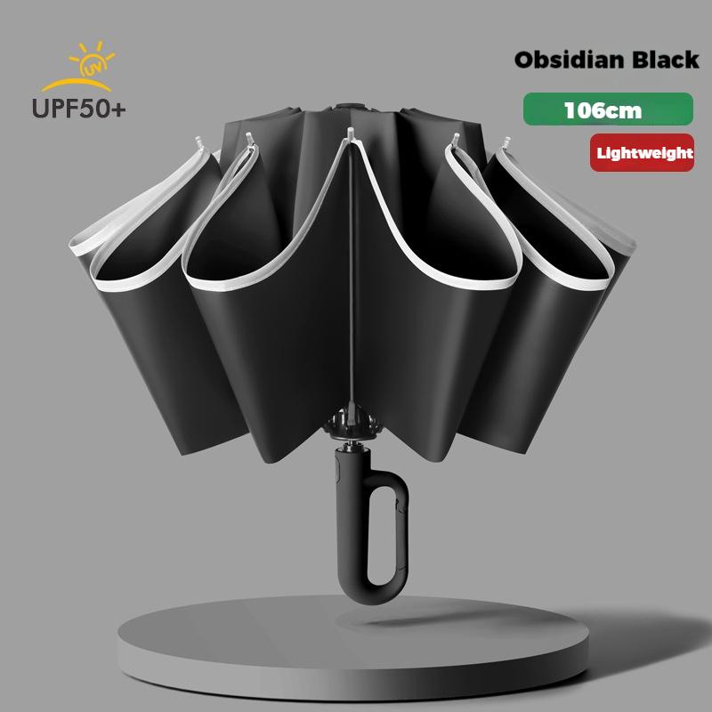 Design con fibbia ad anello 10 stecche Ombrello completamente automatico per uomo Pieghevole Extra Large Robusto Robusto Ombrellone da DONNA Ombrello doppio
