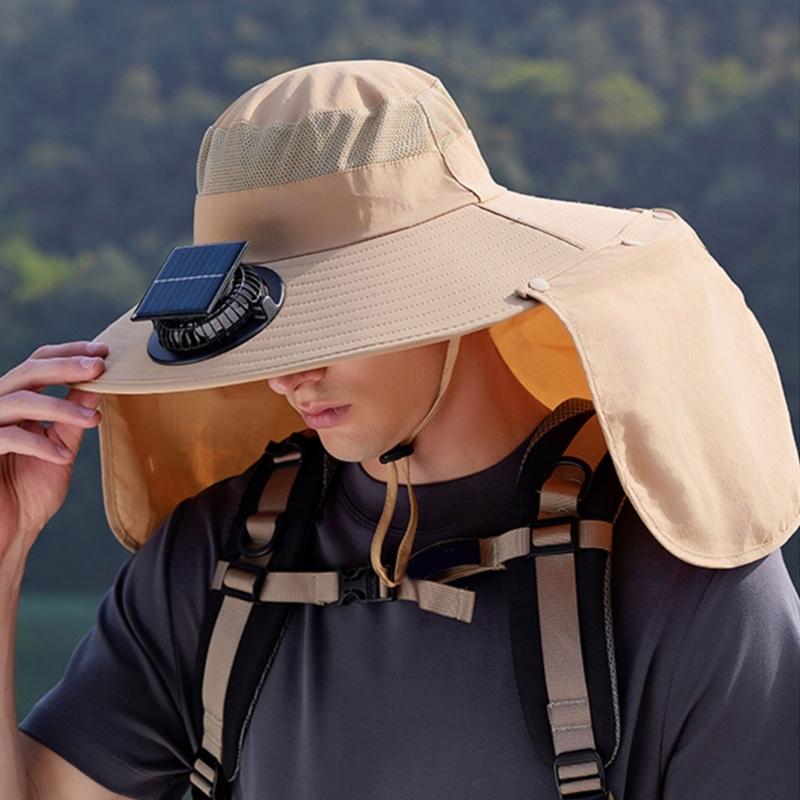 Rechargeable Outdoor Hat Built In Fan Solar Charging Lightweight Breathable Sun Protection For Men Women