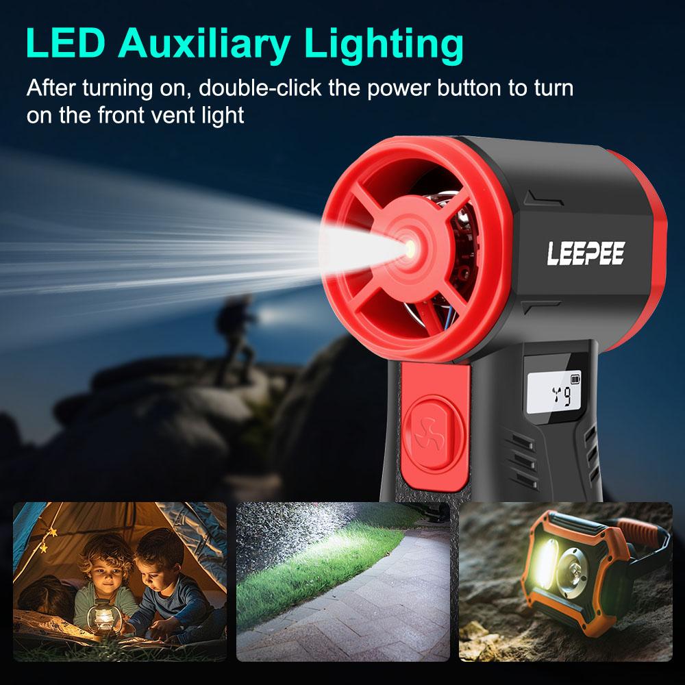 2025 600000RPM Violent Fan High Speed 9 Gears Speed Adjustable Cleaning Blower Tools Powerful Air Blower Type-C Charging Handheld Turbo Jet Fan