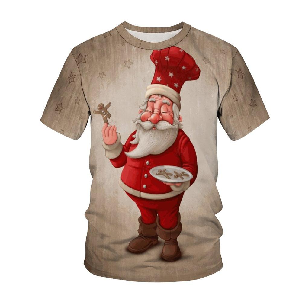 Morsom personlighet julenissen grafiske t-skjorter for unisex Ny trend Uformell feriefest T-skjorter med rund hals trykte kortermede topper