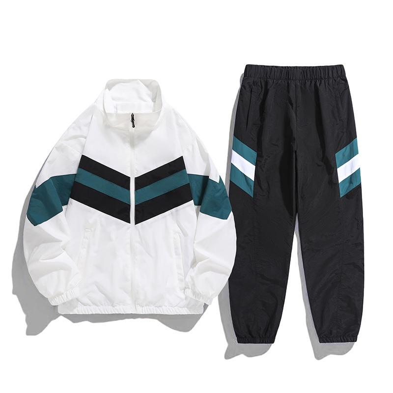 Men s Jacket Suit Men s Thin Stitching Spring Men s Jacket Loose Casual 2-piece Suit M