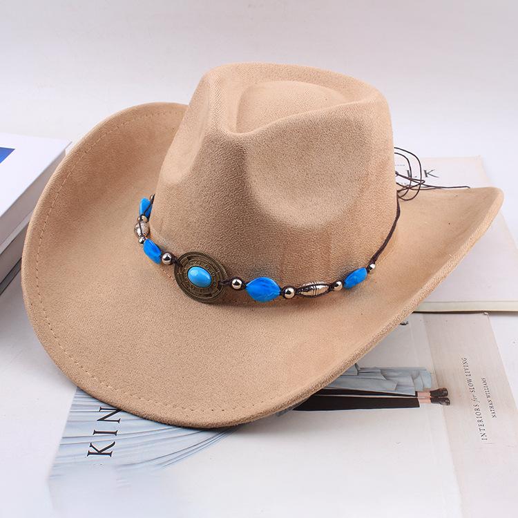 Western Cowboy Style Tibetan Fashion Top Hat Autumn/Winter New Collection Deer Skin Velvet Large Edge Riding Hat