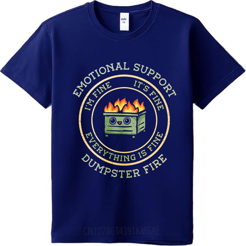 Casual Summer For Unisex Tshirt Emotional Support Dumpster Fire Im Fine Its Fine Everything Is Fine Short Sleeve Comfortable