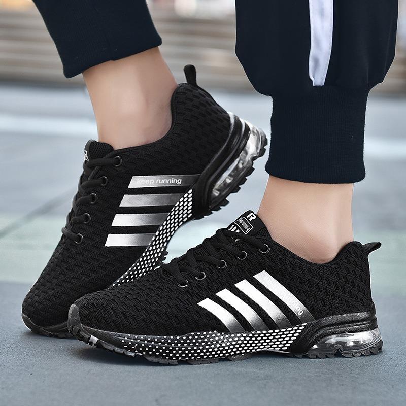 2 new men's shoes air cushion couple sports shoes casual trend flying woven men's running shoes