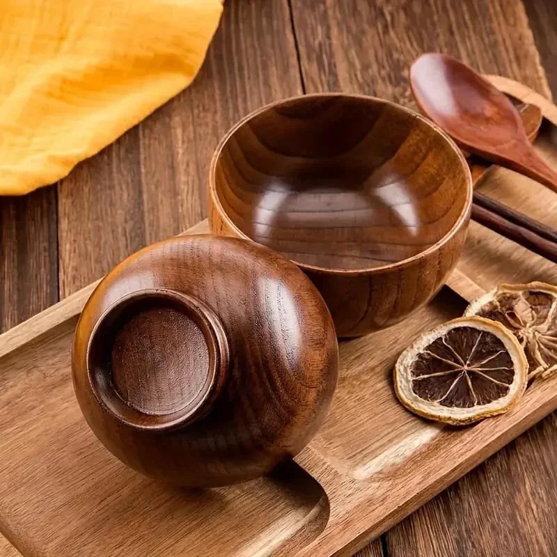 Japanese Sour Jujube Wood Bowl Kitchen Soup Bowls Salad Bowls Food Containers Natural Wooden Bowls Wooden Utensils