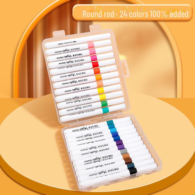 Set marker acrilic rezistent la apă, 48-60 de culori, vârfuri speciale pentru pensule pentru graffiti netransparent și picturi colorate.
