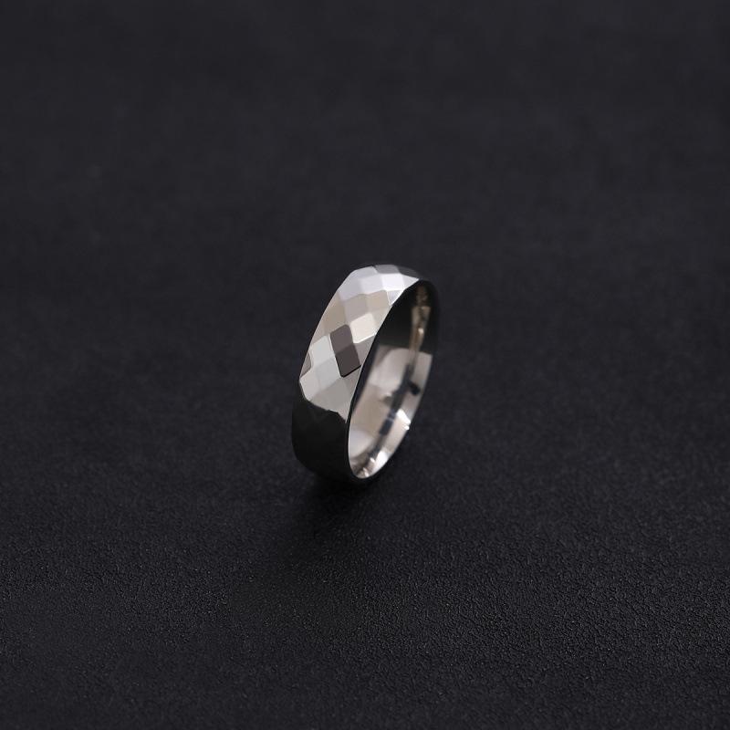 6mm Geometric Multifaceted Rhombus Stainless Steel Non-fading Hip Hop Couple Rings Size 9