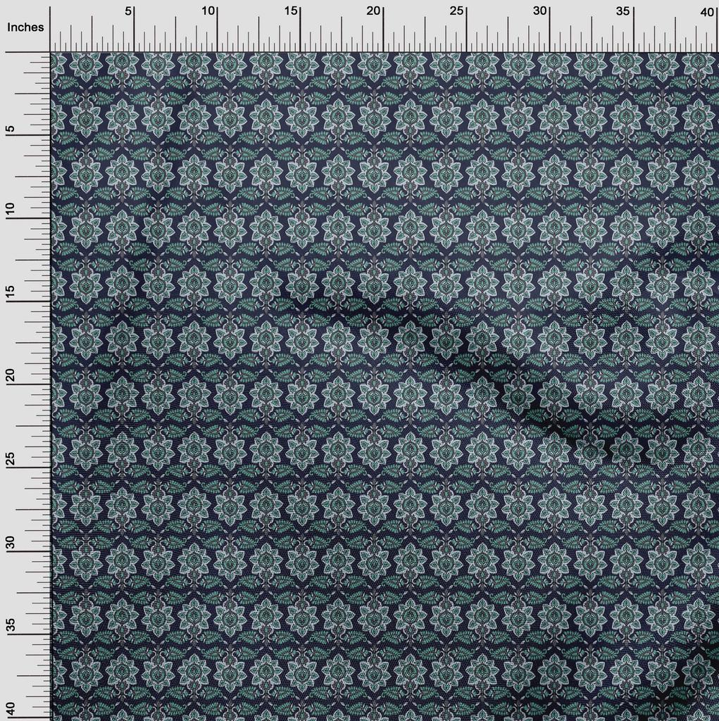 oneOone Cotton Flex Fabric Floral & Paisley Block Print Sewing Fabric BTY 40 Inch