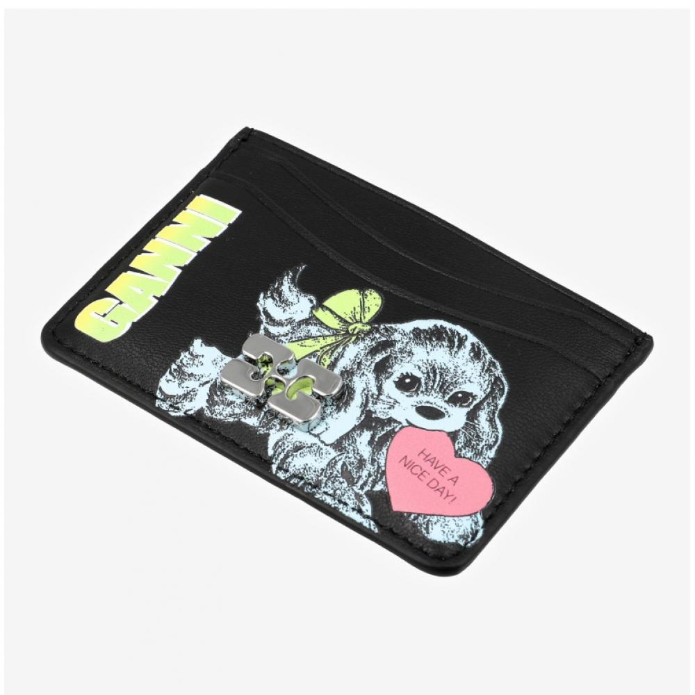 Ganni Bow Card Wallet Puppy Logo A7035 099