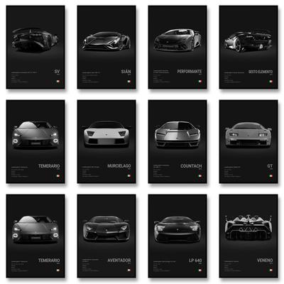 Affiche murale sur toile LP 640 « Voitures célèbres » Aventador URUS VENENO, décoration murale moderne, cadeau d'anniversaire (sans cadre)