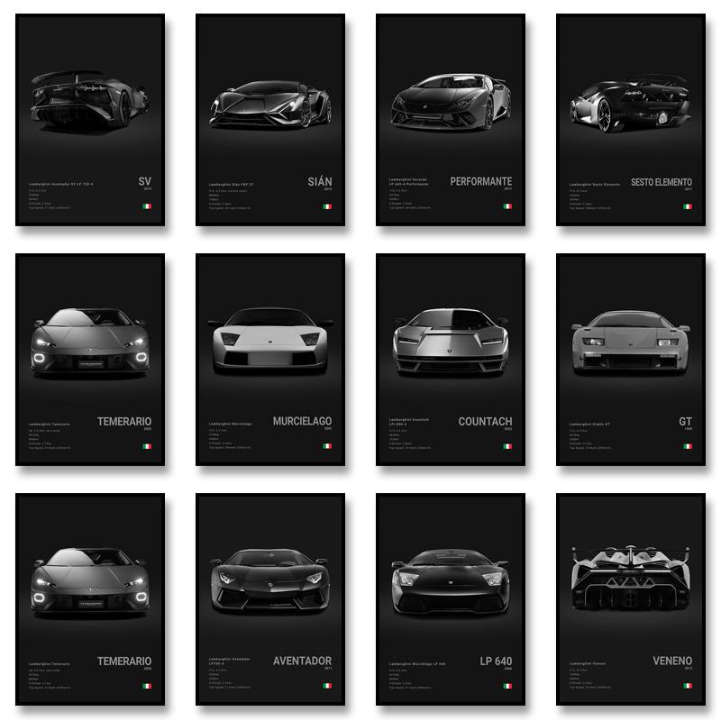 Famous Cars LP 640 Canvas Wall Art Print Poster Aventador URUS VENENO Decoration Mural Modern Home Decor Birthday Gift Unframed