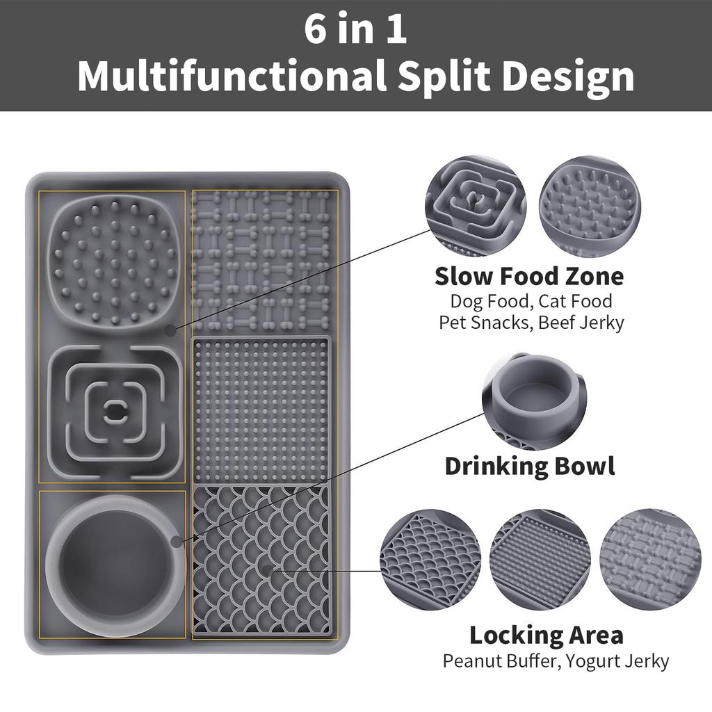 Lick Mat for Dogs, Slow Feeder Licking Mat with Suction Cups for Food and Water, Silicone Feeding Mat Perfect for Anxiety Relief