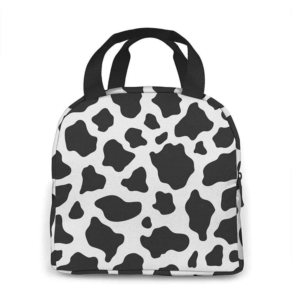 Kraví vzor Přenosná taška na oběd Žena Vodotěsná nákupní taška přes rameno Malé kabelky Peněženky Nakupování Kancelář Škola Piknik Kempování