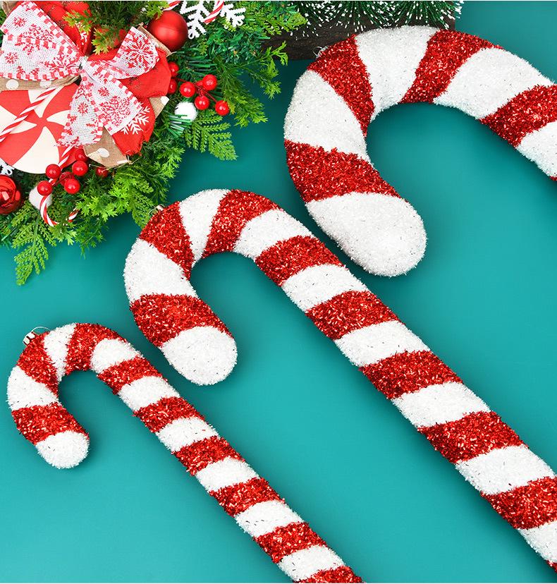 Red & White Sequin Candy Cane Ornament for Christmas Tree