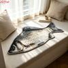 Funny Crucian Carp Fish Shape Rug Non Slip Floor Mat for Living Room Bedroom Bathroom Kitchen Home Decor Washable Carpet
