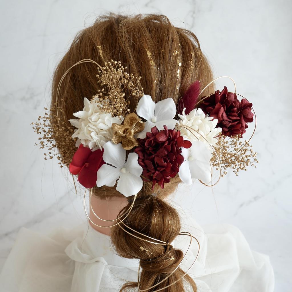 Ornament Specialty Shop Hair Ornament for Dried Flower Small Flower Hair Ornament with Gold Leaf [Hair Bria] Coming-of-Age Ceremonies, Weddings,