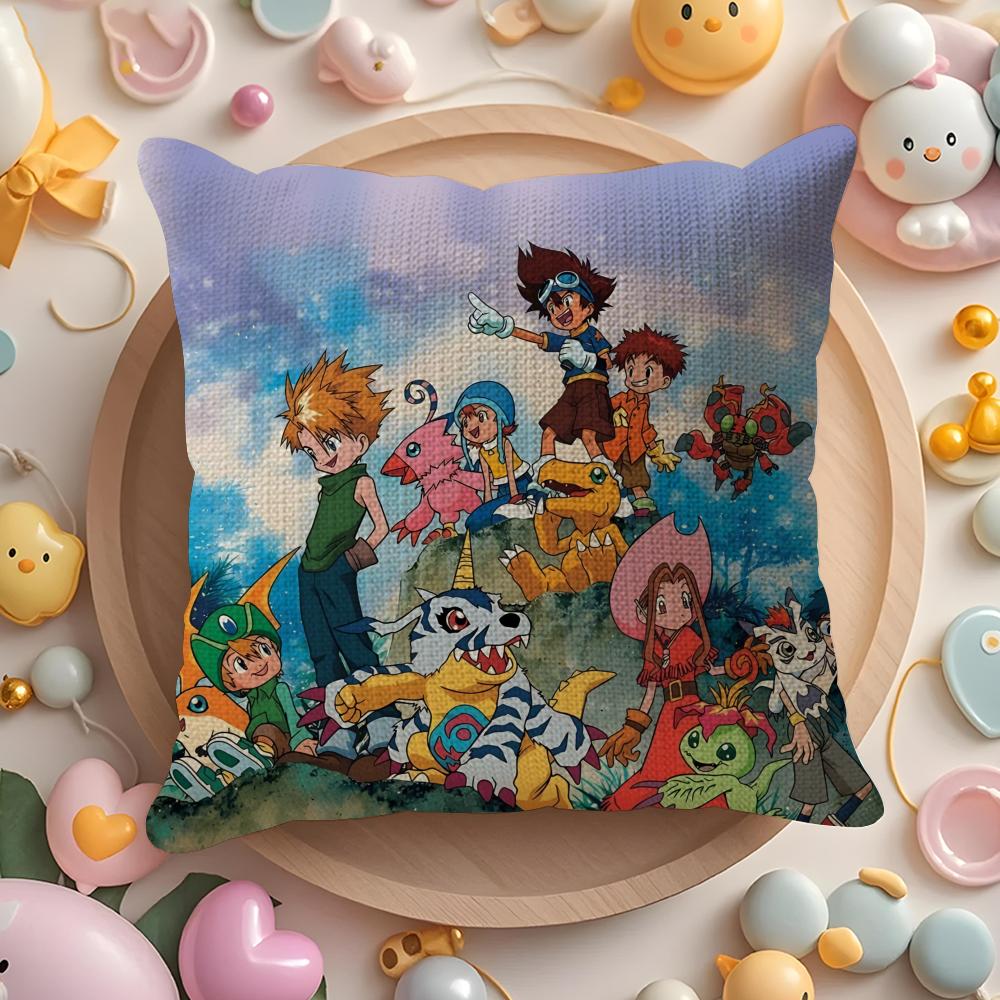 Cartoon D-Digimon Anime Pillow Case Pattern Printed Pillowcase for Living Room Sofa Cushion Cover & Bedroom Decor