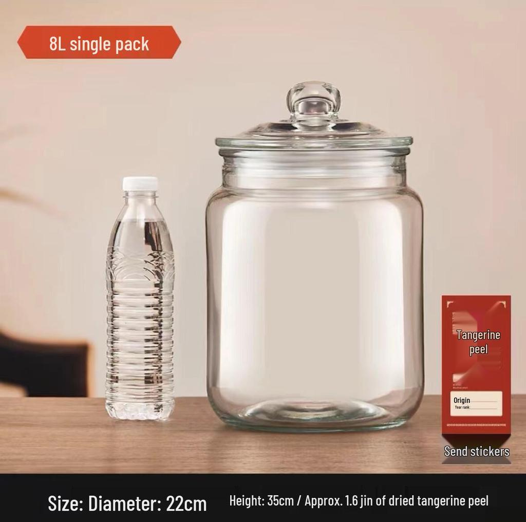 Transparent Glass Storage Jar with Lid for Food-Grade Dried Tangerine Peel and Spices