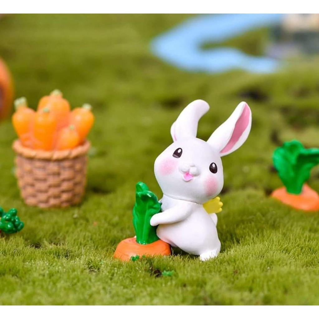 (6 Pcs Rabbit Set) Miniature Showpiece Set for Home Decor,Car Dashboard,Valentine,Living Room,Gifts Figurines,Cake Decoration Items