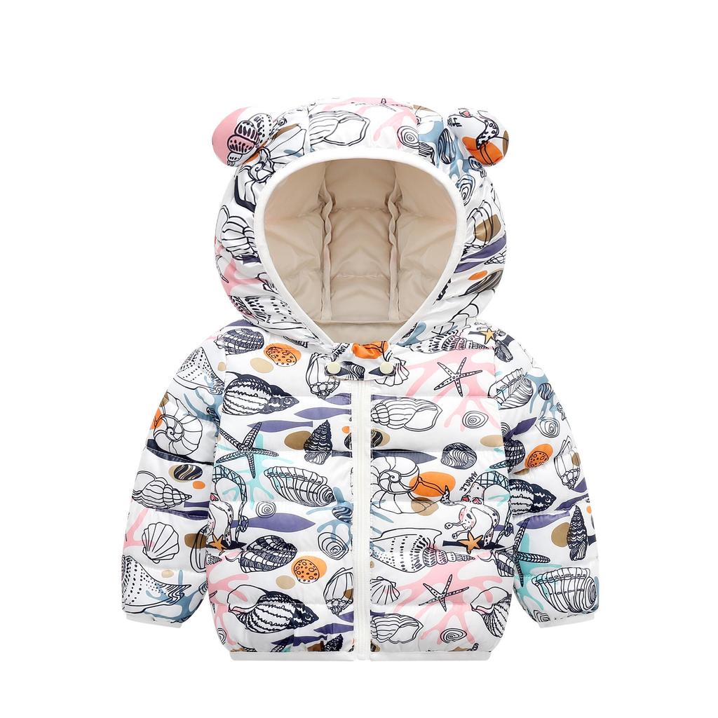 2025 Autumn/Winter Cartoon Style Kids' Down Cotton Jacket - Unisex Lightweight Baby Outerwear