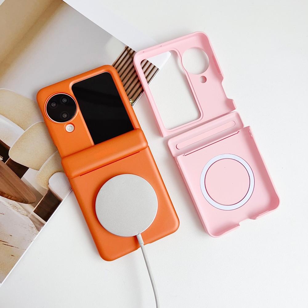 Solid Color For OPPO Find N3 Flip Magnetic Phone Case Shockproof Hinge Protective PC Hard Shell Back Cover