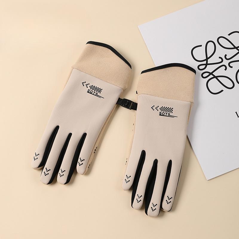 Autumn and Winter Cold-proof and Warm Velvet Gloves Outdoor Cycling Electric Bike Windproof Plus Velvet Women's Touch Screen Anti Slip Gloves