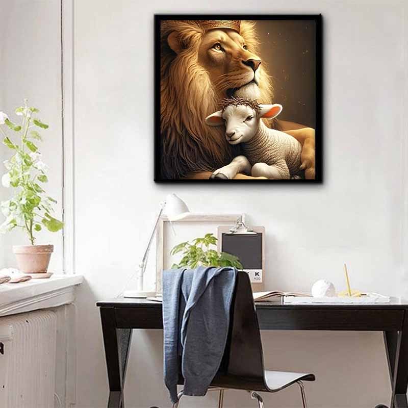 New Arrival 5D DIY Full Circle Diamond Painting "Lion" Embroidery Cross Stitch Home Decor Gift