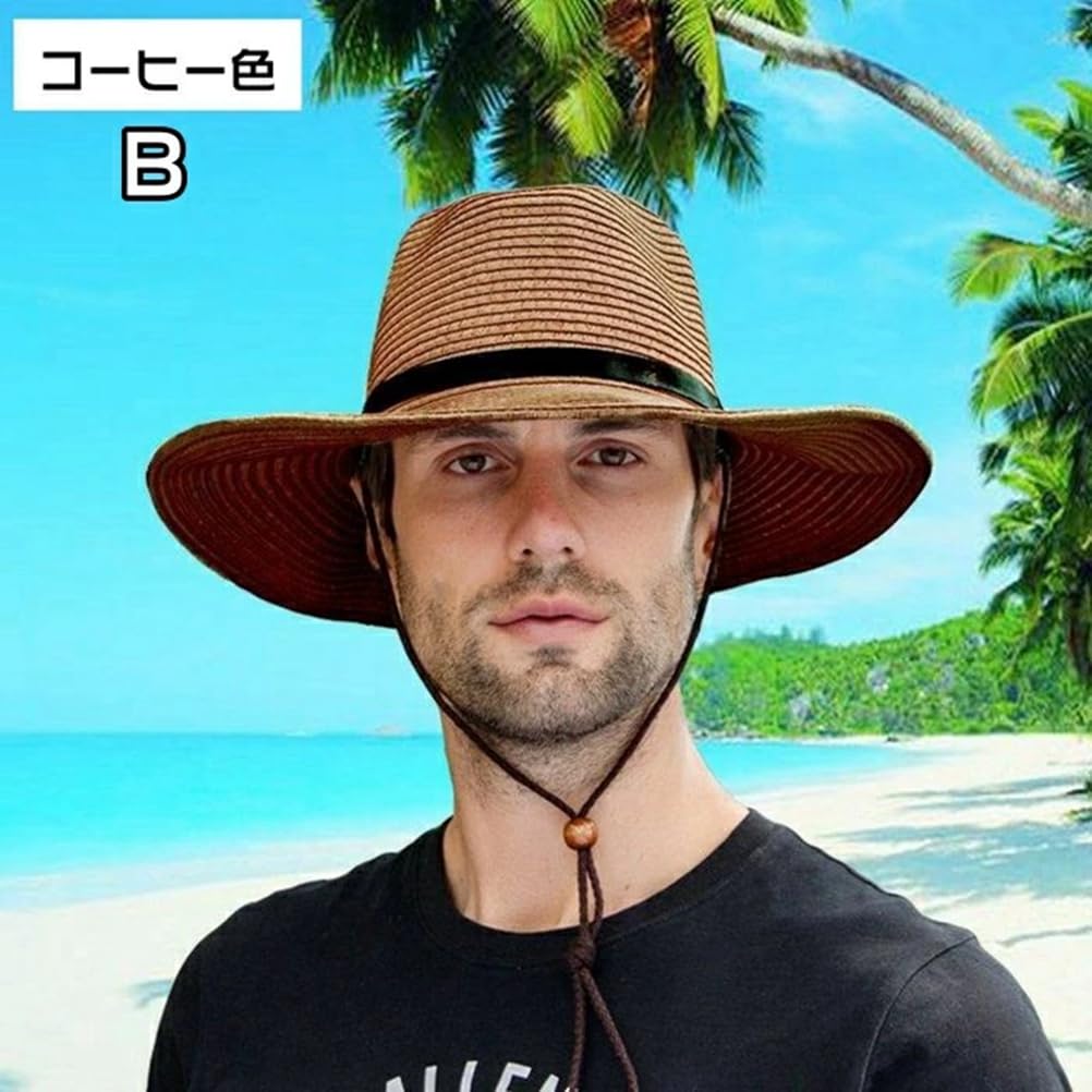 YAYUPLUS Straw Wide Perfect for Farm Sun and UV Perfect for Day B Camel Men's Hat, Brim, Work, Gardening, Protection, Golf, Fishing, Protection,