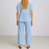 Women's 2 Piece Outfits Sets Ruched Short Sleeve Tops  Wide Leg Pants Tracksuit Sets