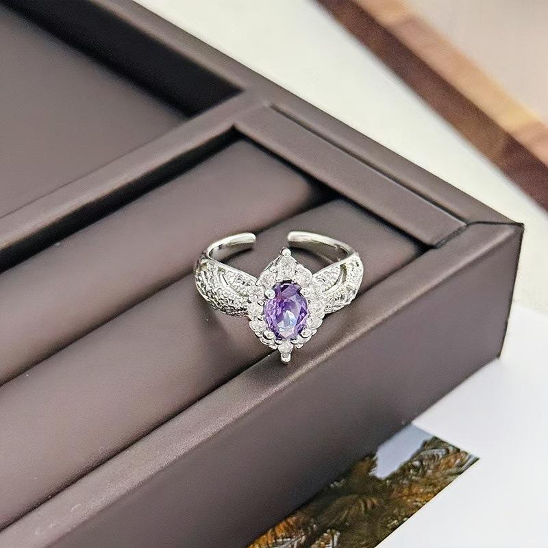 Light Luxury Elegant Personality Geometric Wide Face Open Ring Women'S Premium Gypsy Super Shine Micro Zircon Ring