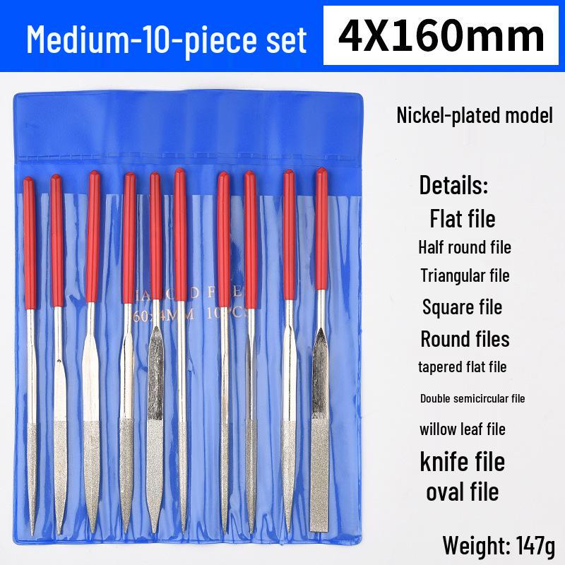 10-Piece Mini Triangular File Set for Woodworking & Metal Grinding Tools