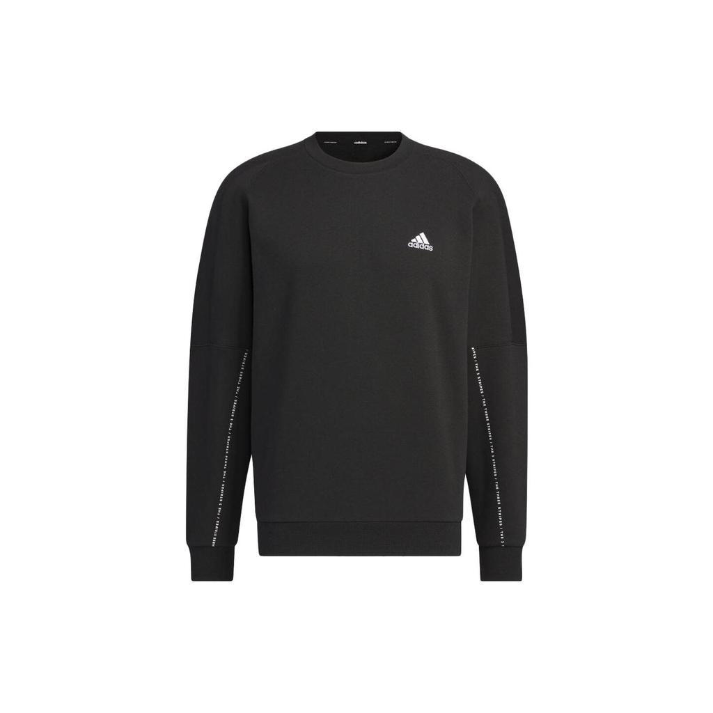 Adidas Loose-Fit Crew Neck Sweatshirt With Letter Print Unisex Tops Black IK7359