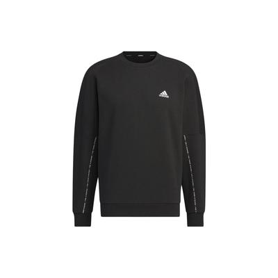 adidas Loose-Fit Crew Neck Sweatshirt With Letter Print Unisex Tops Black IK7359