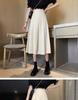 Beige Drapey High Waist A-Line Midi Skirt for Women - Spring/Summer Edition