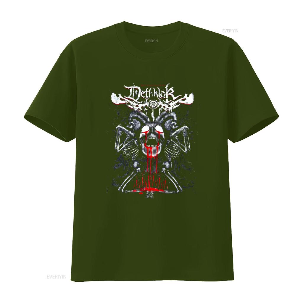 RARE Metalocalypse DETHKLOK Skull Blood Print 2XL Black Cotton T Shirt for Adult Swim Fans Vintage Washed Breathable Homme