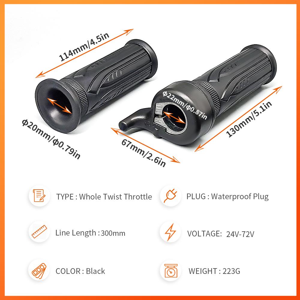 Ebike Twist 8FUN Throttle for BAFANG BBS01 BBS02 BBSHD Mid Drive Motor with 3pin Female Waterproof Connector Ebike Full Twist Throttles 2