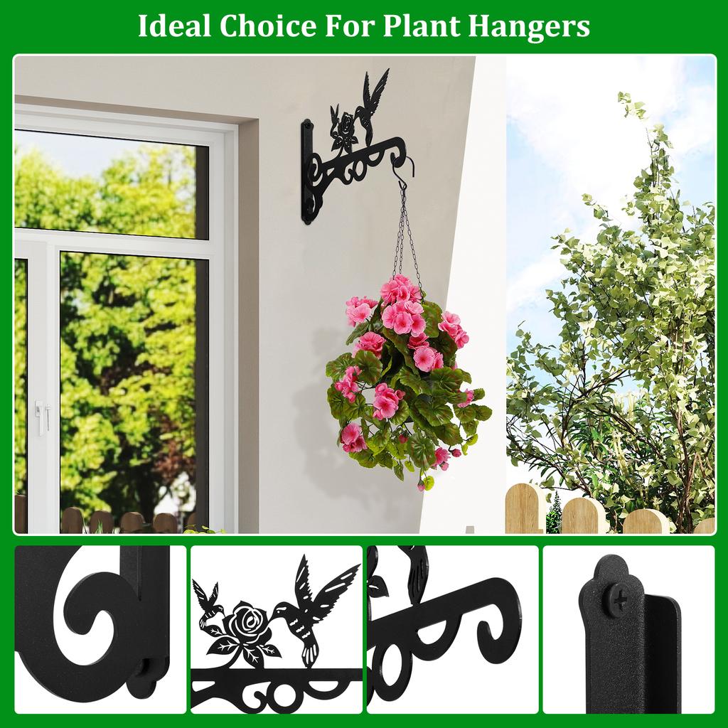 2 Pcs Hanging Plant Bracket Wall Hanging Hook 10 Inches Iron Plant Hanger Wall Plant Hanger for Garden Lantern Light Bird Feeder