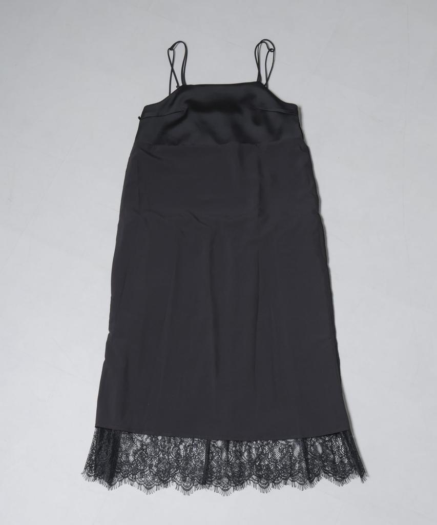 Nano Universe Lace and Satin Camisole F Women's Dress, 010, Black, 669-4219324