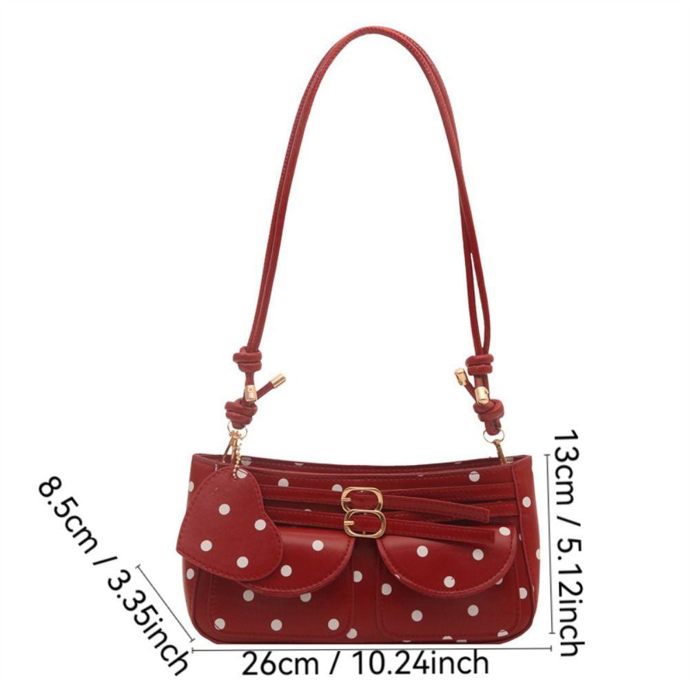 New Large Capacity Polka Dot Handbag Metal Buckle Leather Shoulder Bag Underarm Bags