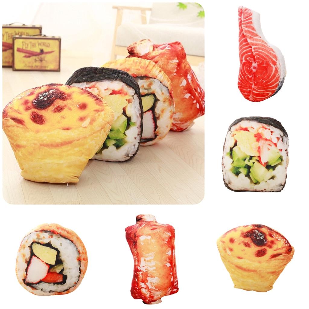 Cute Cartoon Style Sushi Egg Tart Plush Pillow Perfect Christmas Gift