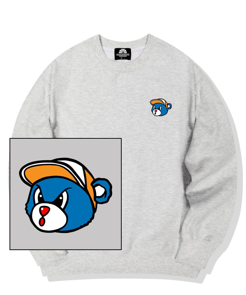TRIPSHION Blue Bear Logo Crew Neck - White