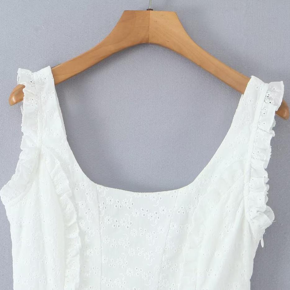 European and American style, new women's clothing, foreign style, classic, ruffle edge sleeveless mini dress
