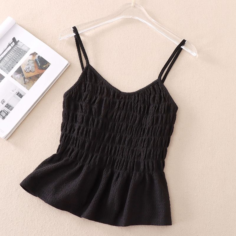 

Wd228 Базовый Модный Эластичный С оборками Бретели-спагетти Black XS