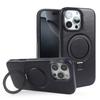 Stand Bracket Genuine Leather Case For Iphone 16 Pro Max 16e 15pro 14 13 12 11 Full Wrapped Phone Cases Cover+Magnetic Holder