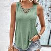 2026 summer European and American women's clothing hollow and breathable loose and thin V-neck knitted vest jacquard cross strap top