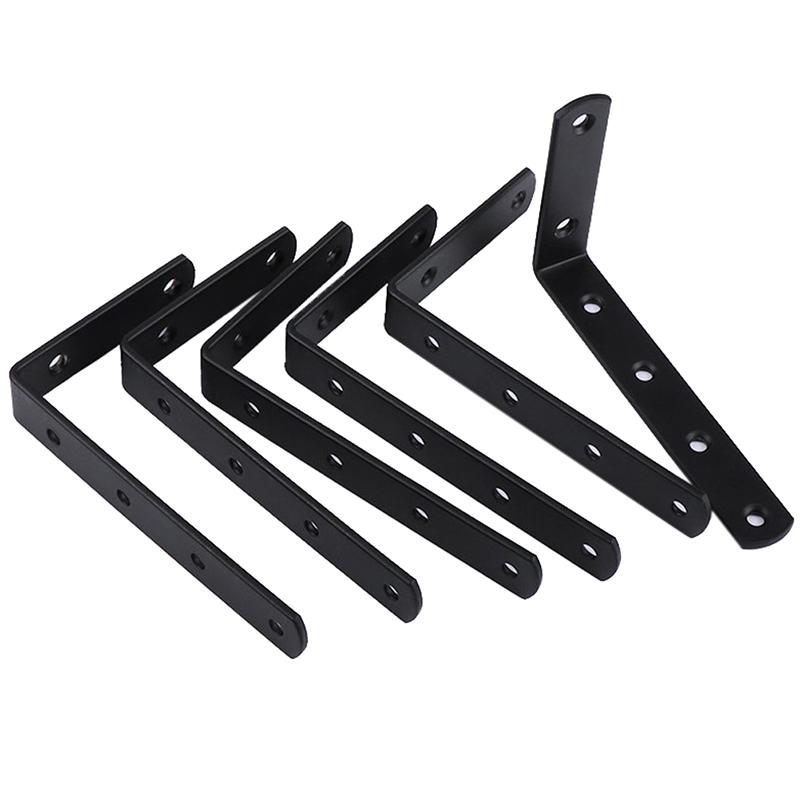 1Pcs Thickened Cold-Rolled Steel Powder Sprayed Black 90 Degree L-Shaped Shelf