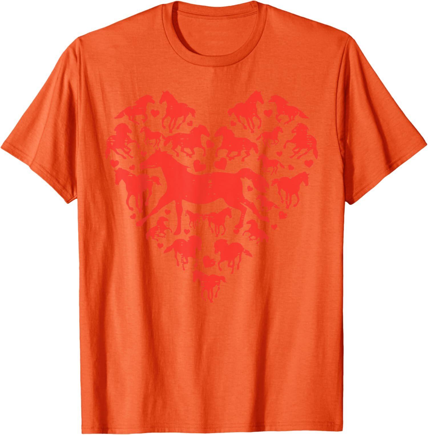Valentines Day Love Horses Heart Love Design Unisex T-Shirt S разноцветный