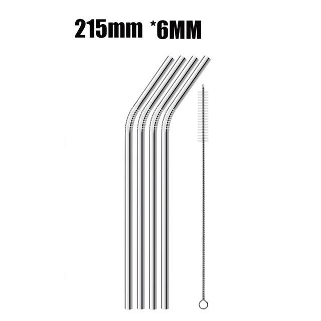 

Reusable Metal Straws 304 Stainless Steel Sturdy Bent Straight Drinking Straw with Cleaning Brush Bar Party Accessory