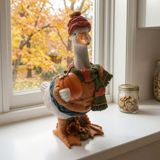 Autumn Pumpkin Duck Ornament Exquisite Resin Craft