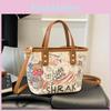 Pu Large Capacity Bucket Bag For Women With Cartoon Graffiti Design Casual Street Style